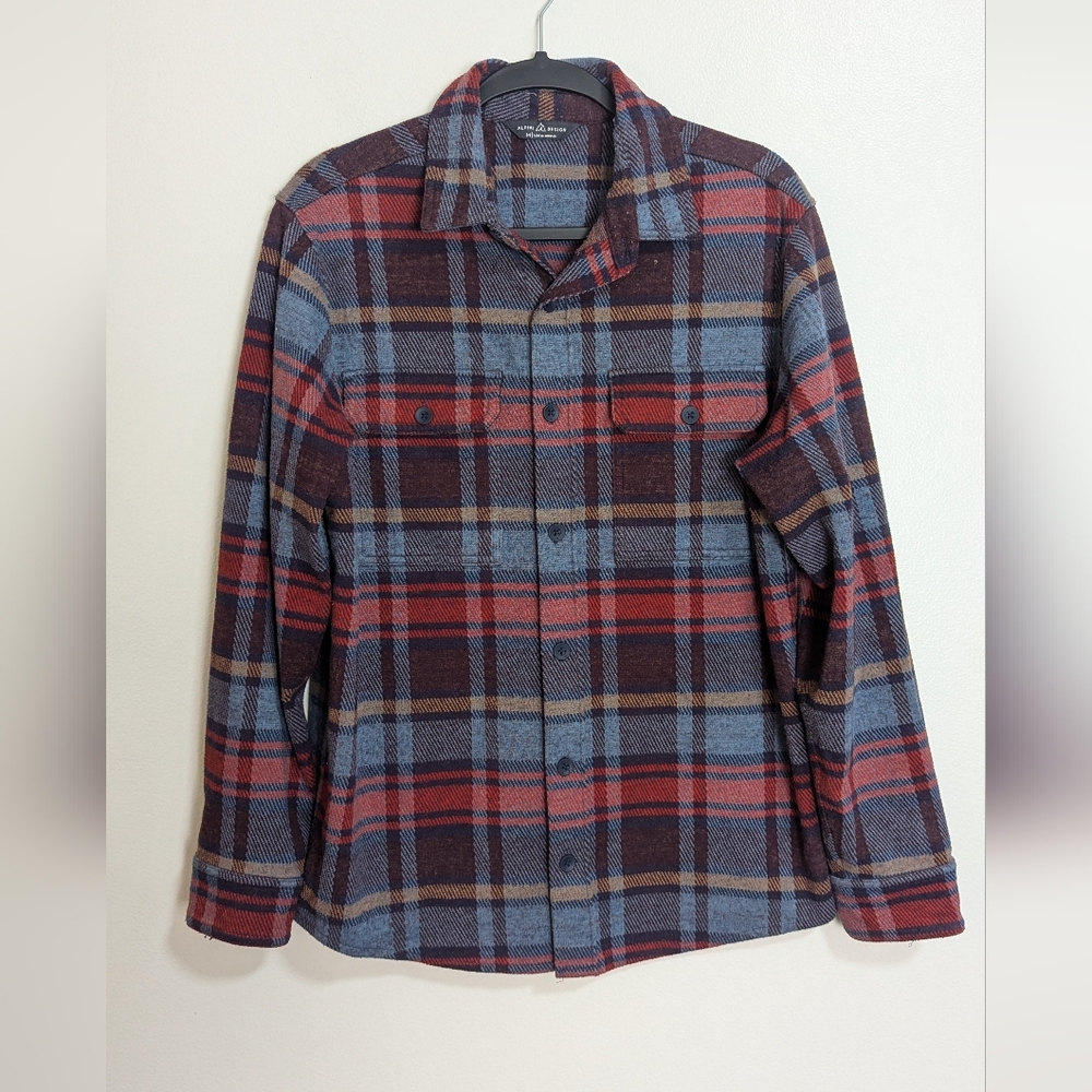 Alpine Design Outdoor Adventure Red Blue Flannel Button Down Shirt Medium
